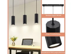 NETTLIFE Lámpara colgante de metal negro diámetro 44 cm GU10 3 bombillas salón industrial moderno para interior cocina dormitorio