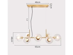 NETTLIFE Lámpara colgante de cristal LED Diam.105 cm E27 con 8 bombillas de bola Lámpara LED para sala de estar, dormitorio, iluminación interior