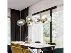 NETTLIFE Lámpara colgante de cristal LED Diam.105 cm E27 con 8 bombillas de bola Lámpara LED para sala de estar, dormitorio, iluminación interior