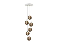 NETTLIFE Lámpara colgante G9 vidrio gris Diam.31cm 6 bombillas color cocina salón lámpara dormitorio lámpara pasillo