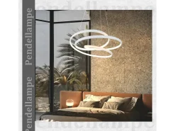 NETTLIFE Lámpara Colgante LED Diam.50CM 55W Mesa de de Hierro Blanco Lámpara de Mesa de Moderna Regulable con Control Remoto para Dormitorio