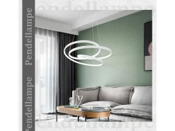 NETTLIFE Lámpara Colgante LED Diam.50CM 55W Mesa de de Hierro Blanco Lámpara de Mesa de Moderna Regulable con Control Remoto para Dormitorio
