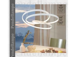 NETTLIFE Lámpara Colgante LED Diam.50CM 55W Mesa de de Hierro Blanco Lámpara de Mesa de Moderna Regulable con Control Remoto para Dormitorio