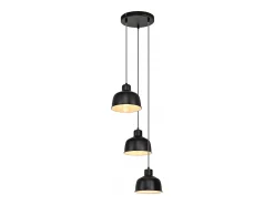 NETTLIFE Lámpara Colgante Metal Diam.17,8 cm E27 Negro Vintage Industrial Retro Lámpara de 3 Bombillas para Dormitorio Salón Hotel