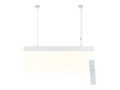 NETTLIFE Lámpara Colgante LED Blanca Moderna Diam.107CM Aluminio 32W Regulable con Control Remoto Diseño Lineal Largo para Oficina Sala de Estar