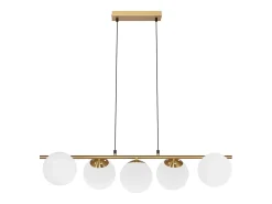 NETTLIFE Lámpara colgante cristal dorado diámetro 90 cm E27 moderna 150 cm altura regulable vintage para salón barra de bar I sin bombilla