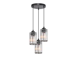 NETTLIFE Lámpara colgante moderna de cristal negro para mesa de comedor, 3 llamas, E27