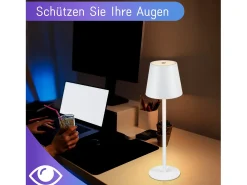 NETTLIFE Lámpara de cabecera con batería inalámbrica，2 piezas - LED RGB 2600 mhA Lámpara de mesa para exteriores Lámpara de batería USB TIPO C Blanca