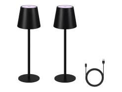 NETTLIFE Lámpara de cabecera con batería inalámbrica，2 piezas - LED RGB 2600 mhA Lámpara de mesa para exteriores Lámpara de batería USB TIPO C negra