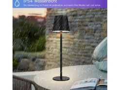 NETTLIFE Lámpara de cabecera con batería inalámbrica，2 piezas - LED RGB 2600 mhA Lámpara de mesa para exteriores Lámpara de batería USB TIPO C negra