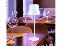 NETTLIFE Lámpara de cabecera con batería inalámbrica - LED RGB 2600 mhA Lámpara de mesa para exteriores Lámpara de batería USB TIPO C Blanca