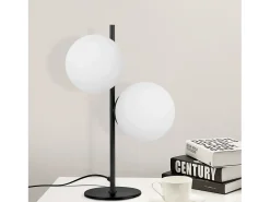 NETTLIFE Lámpara de Mesa / Lámpara de Cabecera Negra para Salón, E27, Diseño Moderno, Vidrio Industrial Vintage, Metal, 2 Bombillas