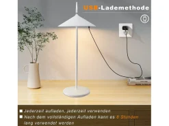 NETTLIFE Lámpara de mesa con batería, lámpara de noche LED, conjunto de 2 inalámbricas 1800 mhA recargables táctiles regulables modernas blancas IP44