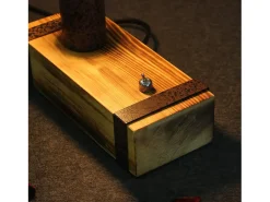 NETTLIFE Lámpara de Mesa de Madera Vintage Lámpara de Noche Retro E27 Lámpara de Noche Industrial de 20 CM con Enchufe - Sin Bombillas