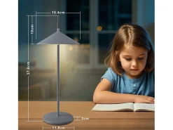NETTLIFE Lámpara de mesa inalámbrica, lámpara de noche LED con batería de 1800 mhA, recargable, táctil, regulable, moderna, IP44 con USB