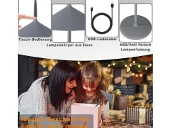 NETTLIFE Lámpara de mesa inalámbrica, lámpara de noche LED con batería de 1800 mhA, recargable, táctil, regulable, moderna, IP44 con USB