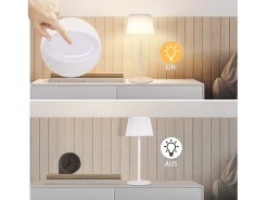 NETTLIFE Lámpara de mesa inalámbrica, lámpara de noche, batería - Lámpara de mesa LED táctil regulable con USB recargable, batería blanca de 3600 mhA