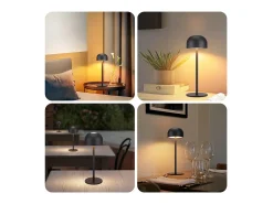 NETTLIFE Lámpara de mesa LED inalámbrica (paquete de 2): lámpara de mesa táctil regulable con 3 temperaturas de color y USB
