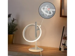 NETTLIFE Lámpara de mesa LED moderna - Lámpara de cabecera con forma de anillo blanco Rotación Anillos extraíbles 13W 3000K Blanco cálido