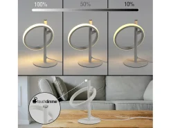 NETTLIFE Lámpara de mesa LED moderna - Lámpara de cabecera con forma de anillo blanco Rotación Anillos extraíbles 13W 3000K Blanco cálido
