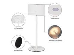 NETTLIFE Lámpara de mesa LED inalámbrica (paquete de 2): lámpara de mesa regulable al tacto con 3 temperaturas de color, altura ajustable, USB