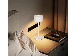 NETTLIFE Lámpara de mesa LED inalámbrica (paquete de 2): lámpara de mesa regulable al tacto con 3 temperaturas de color, altura ajustable, USB