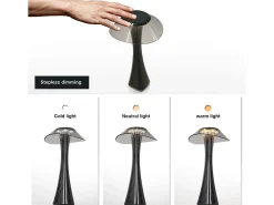 NETTLIFE Lámpara de mesa LED, lámpara de mesa de noche regulable al tacto, lámpara de noche diurna de atmósfera USB portátil recargable