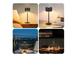 NETTLIFE Lámpara de mesa LED inalámbrica (paquete de 2): lámpara de mesa regulable al tacto con 3 temperaturas de color, altura ajustable, USB
