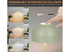 NETTLIFE Lámpara de mesa LED inalámbrica (paquete de 2): Lámpara de mesa regulable táctil con 3 temperaturas de color