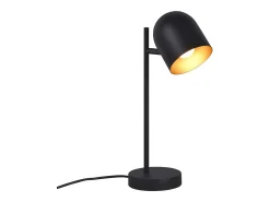 NETTLIFE Lámpara de mesa Lámpara de noche Retro Negro Dorado Metal E14 Sin bombilla
