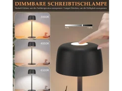 NETTLIFE Lámpara de mesa LED inalámbrica, lámpara de noche continua con batería