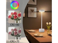 NETTLIFE Lámpara de mesa LED inalámbrica Nettlife, regulable, con batería recargable USB-C, táctil, blanca, para dormitorio