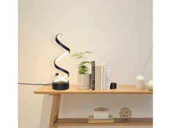 NETTLIFE lámpara de mesa LED regulable táctil para mesilla de noche, moderna de 12W con un diseño negro de 1,6 metros.