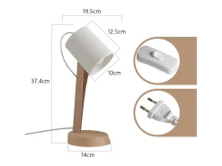 NETTLIFE Lámpara de mesa para salón, lámpara de noche con cable de 37,4 cm, juego de 2 lámparas pequeñas E14, lámparas de mesa modernas marrones