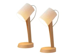 NETTLIFE Lámpara de mesa para salón, lámpara de noche con cable de 37,4 cm, juego de 2 lámparas pequeñas E14, lámparas de mesa modernas marrones