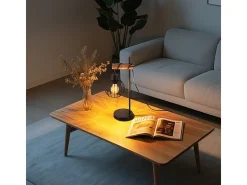 NETTLIFE Lámpara de mesa vintage para salón, lámpara de noche E27: Lámpara de mesa retro de una luz con diseño industrial en metal negro Sin bombilla