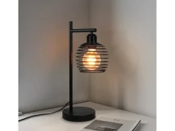 NETTLIFE Lámpara de mesa vintage Lámpara de noche E27 - Lámpara de mesa de metal industrial negro Máx. Lámpara de escritorio retro de 60 W