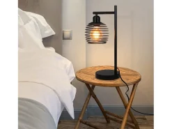 NETTLIFE Lámpara de mesa vintage Lámpara de noche E27 - Lámpara de mesa de metal industrial negro Máx. Lámpara de escritorio retro de 60 W