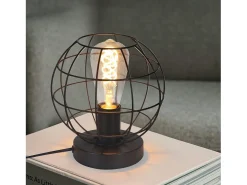 NETTLIFE Lámpara de mesa vintage negra - Lámpara de noche retro Lámpara E27 con casquillo metálico decoración industrial - Máx. 40W - Sin bombillas
