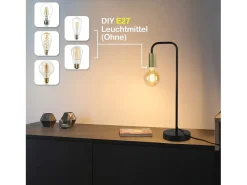 NETTLIFE Lámpara de Mesa Vintage Lámpara de Noche para - Lámpara de Mesa Industrial E27 de Oro Negro Luz Nocturna para niños en el Dormitorio