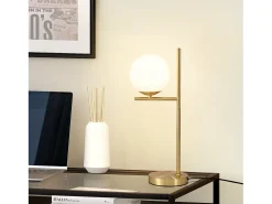 NETTLIFE lámpara de mesita de noche moderna para sala de estar - casquillo industrial E27 de vidrio blanco con interruptor para dormitorio y oficina