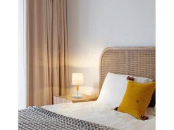 NETTLIFE Lámpara de Noche Juego de 2 Lámparas de Mesa Sala de Estar - Lámpara de Noche con Casquillo E27 de Madera Dormitorio Blanco