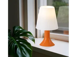 NETTLIFE Lámpara de noche, lámpara de mesa para salón con cable, juego de 2 lámparas de mesa pequeñas E14 naranja modernas