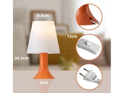 NETTLIFE Lámpara de noche, lámpara de mesa para salón con cable, juego de 2 lámparas de mesa pequeñas E14 naranja modernas