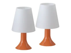 NETTLIFE Lámpara de noche, lámpara de mesa para salón con cable, juego de 2 lámparas de mesa pequeñas E14 naranja modernas
