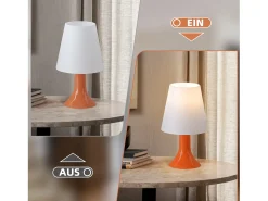 NETTLIFE Lámpara de noche, lámpara de mesa para salón con cable, juego de 2 lámparas de mesa pequeñas E14 naranja modernas