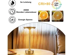 NETTLIFE Lámpara de noche, lámpara de mesa inalámbrica, batería - Lámpara de mesa LED táctil regulable con batería recargable por USB