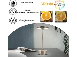 NETTLIFE Lámpara de noche, lámpara de mesa inalámbrica, batería - Lámpara de mesa LED táctil regulable con batería recargable por USB