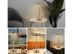 NETTLIFE Lámpara de noche, lámpara de mesa inalámbrica, batería - Lámpara de mesa LED táctil regulable con batería recargable por USB
