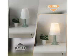 NETTLIFE Lámpara de noche, lámpara de mesa para salón con cable, juego de 2 lámparas de mesa pequeñas verdes, lámparas de mesa modernas E14